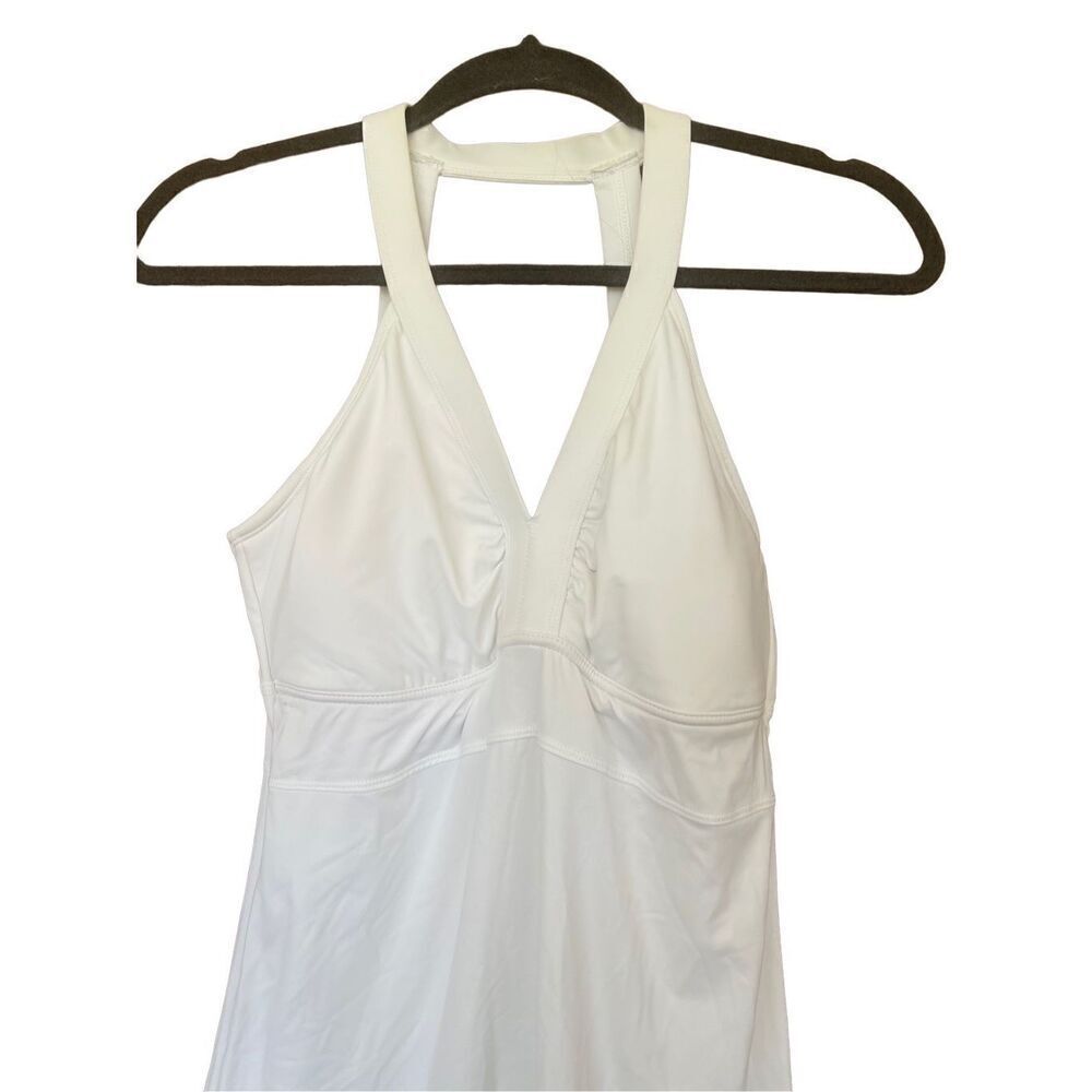 Athleta Womens White Cutout Sunfish Padded V-Neck Tank Swim Dress Small